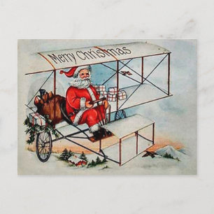 Cartes Pour Fêtes Annuelles Noël Vintage Père Noël en avion