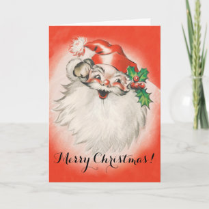 Cartes Pour Fêtes Annuelles Noël Vintage, Père Noël rétro joyeux 50s