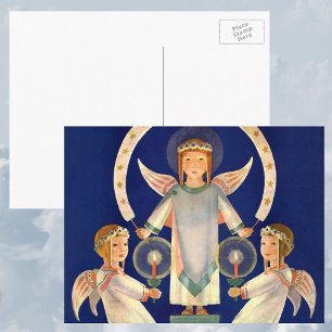 Cartes Pour Fêtes Annuelles Noël Vintage, Père Noël scandinave Lucia Angels