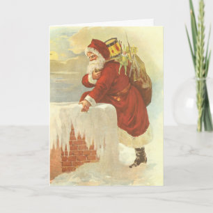 Cartes Pour Fêtes Annuelles Noël Vintage Père Noël victorien à Chimney