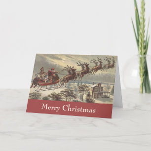 Cartes Pour Fêtes Annuelles Noël vintage, Père Noël victorien à Sleigh