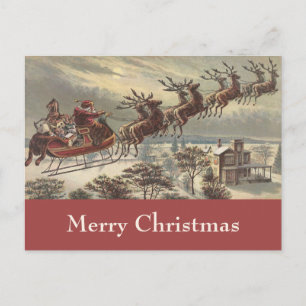 Cartes Pour Fêtes Annuelles Noël vintage, Père Noël victorien à Sleigh
