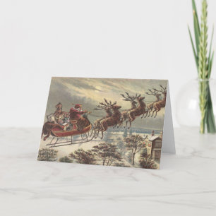 Cartes Pour Fêtes Annuelles Noël vintage, Père Noël victorien à Sleigh