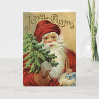 Cartes Pour Fêtes Annuelles Noël vintage, Père Noël victorien avec arbre