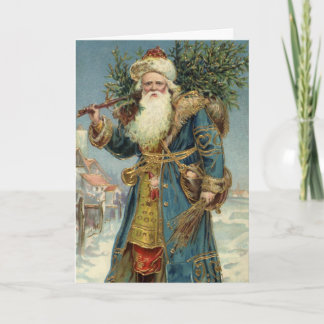 Cartes Pour Fêtes Annuelles Noël vintage, Père Noël victorien avec arbre