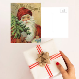Cartes Pour Fêtes Annuelles Noël vintage, Père Noël victorien avec arbre