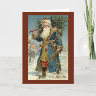 Cartes Pour Fêtes Annuelles Noël vintage, Père Noël victorien avec arbre