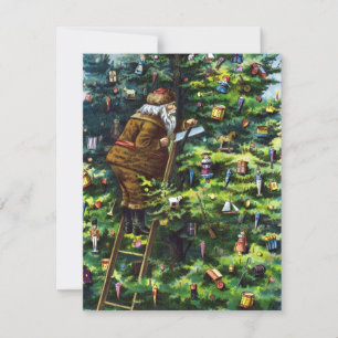 Cartes Pour Fêtes Annuelles Noël vintage, Père Noël victorien avec arbre