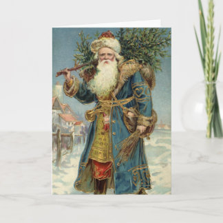 Cartes Pour Fêtes Annuelles Noël vintage, Père Noël victorien avec arbre