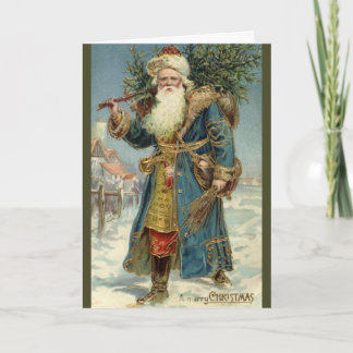 Cartes Pour Fêtes Annuelles Noël vintage, Père Noël victorien avec arbre