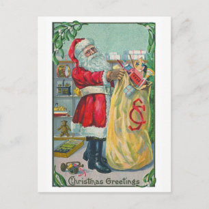 Cartes Pour Fêtes Annuelles Noël vintage, Père Noël victorien avec jouets