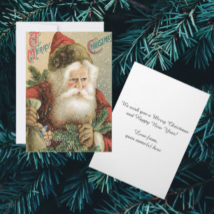 Cartes Pour Fêtes Annuelles Noël vintage, Père Noël victorien avec Pine