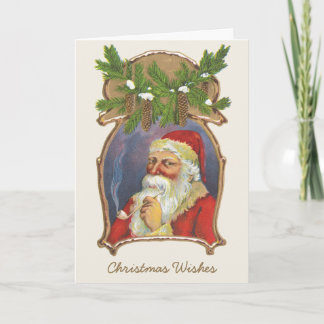 Cartes Pour Fêtes Annuelles Noël vintage, Père Noël victorien avec pipe