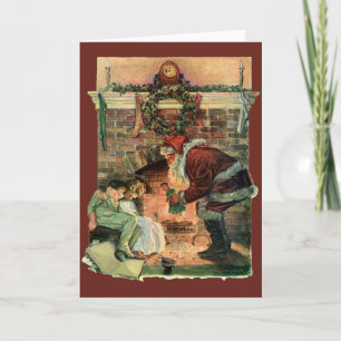 Cartes Pour Fêtes Annuelles Noël Vintage, Père Noël Victorien Enfants