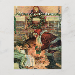Cartes Pour Fêtes Annuelles Noël Vintage, Père Noël Victorien Enfants