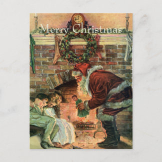 Cartes Pour Fêtes Annuelles Noël Vintage, Père Noël Victorien Enfants