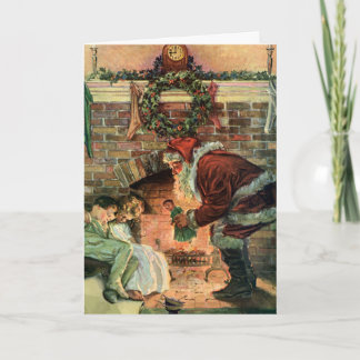 Cartes Pour Fêtes Annuelles Noël Vintage, Père Noël Victorien Enfants