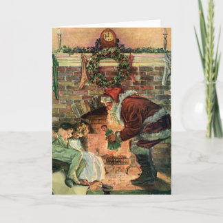 Cartes Pour Fêtes Annuelles Noël Vintage, Père Noël Victorien Enfants