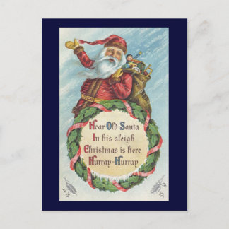Cartes Pour Fêtes Annuelles Noël vintage, Père Noël victorien sur une couronne