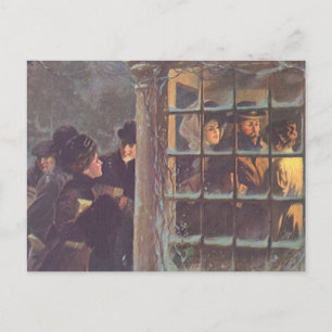 Cartes Pour Fêtes Annuelles Noël vintage, peuple victorien à une fête