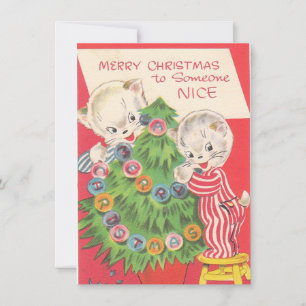 Cartes Pour Fêtes Annuelles Noël Vintage Pour Quelqu'un de Gentil Chats