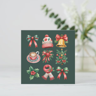Cartes Pour Fêtes Annuelles Noël Vintage Prépa Fête Coquette Arc Xmas