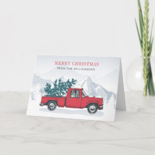Cartes Pour Fêtes Annuelles Noël vintage Red Truck