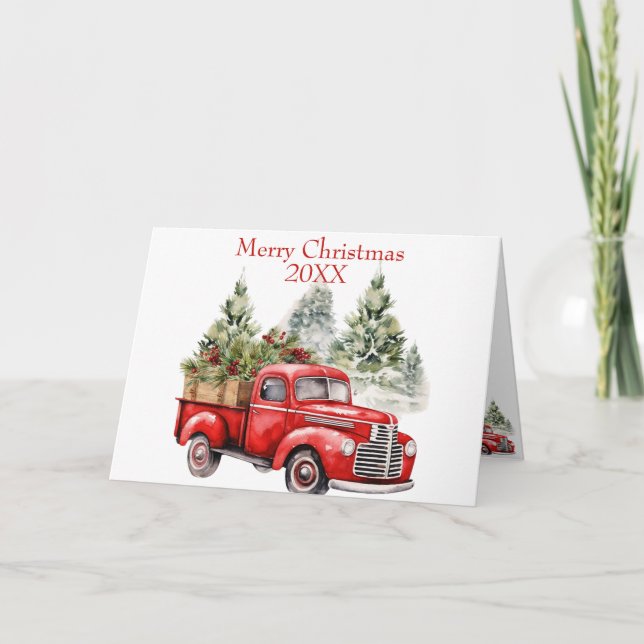 Cartes Pour Fêtes Annuelles Noël vintage Red Truck (Devant)