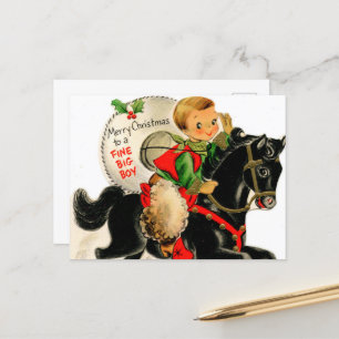 Cartes Pour Fêtes Annuelles Noël vintage rétro grand garçon