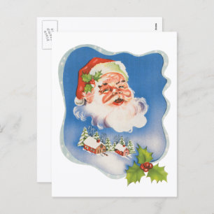 Cartes Pour Fêtes Annuelles Noël Vintage, Retro Jolly Santa Claus