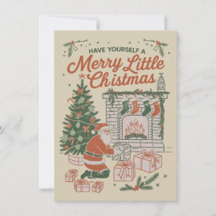 Cartes Pour Fêtes Annuelles Noël Vintage Rétro Père Noël Cadeaux Fêtes de fin 