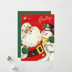 Cartes Pour Fêtes Annuelles Noël vintage rétro Père Noël sensation de bonhomme