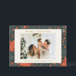 Cartes Pour Fêtes Annuelles Noël Vintage Rouge Botanique Verdure Deux Photo<br><div class="desc">Noël Vintage Rouge Botanique Vert Deux Photo Carte de vacances</div>