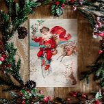 Cartes Pour Fêtes Annuelles Noël vintage. Santa Claus rétro et cerfs<br><div class="desc">с de Noël vintage avec le Père Noël et les cerfs.</div>