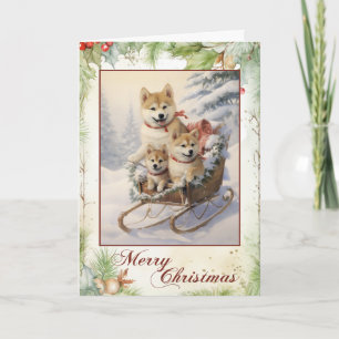 Cartes Pour Fêtes Annuelles Noël vintage Shiba Inu