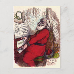 Cartes Pour Fêtes Annuelles Noël Vintage, Thomas Nast Santa Claus Piano