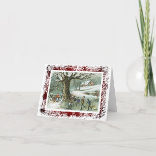 Cartes Pour Fêtes Annuelles Noël vintage victorien de combat de Snowball