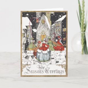 Cartes Pour Fêtes Annuelles Noël vintage victorien personnes allant à l'église