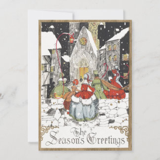 Cartes Pour Fêtes Annuelles Noël vintage victorien personnes allant à l'église