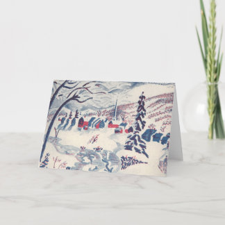 Cartes Pour Fêtes Annuelles Noël Vintage, Village d'hiver Neige