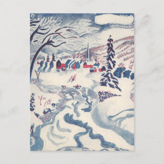 Cartes Pour Fêtes Annuelles Noël Vintage, Village d'hiver Neige