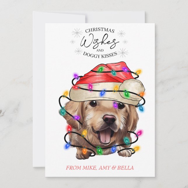 Cartes Pour Fêtes Annuelles Noël Voeux Chien Chiot Baisers Joli Animal Personn (Devant)