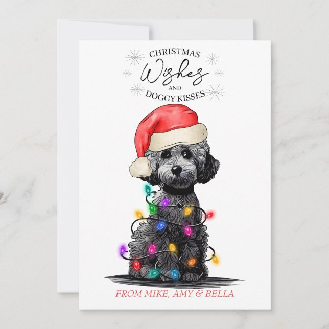 Cartes Pour Fêtes Annuelles Noël Voeux Chien Chiot Baisers Joli Animal Personn (Devant)