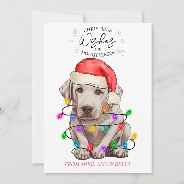 Cartes Pour Fêtes Annuelles Noël Voeux Chien Chiot Baisers Joli Animal Personn (Devant)