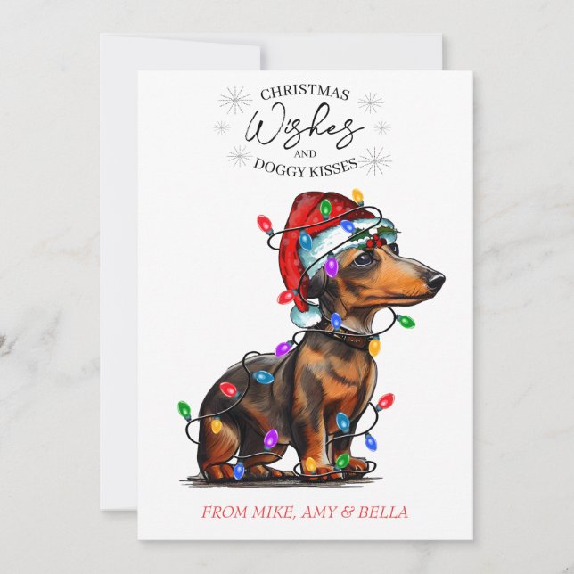 Cartes Pour Fêtes Annuelles Noël Voeux Chien Chiot Baisers Joli Animal Personn (Devant)