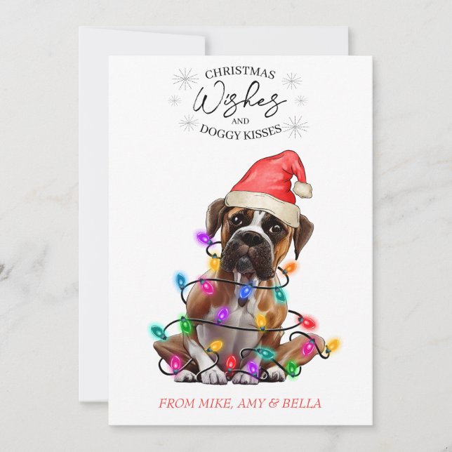 Cartes Pour Fêtes Annuelles Noël Voeux Chien Chiot Baisers Joli Animal Personn (Devant)