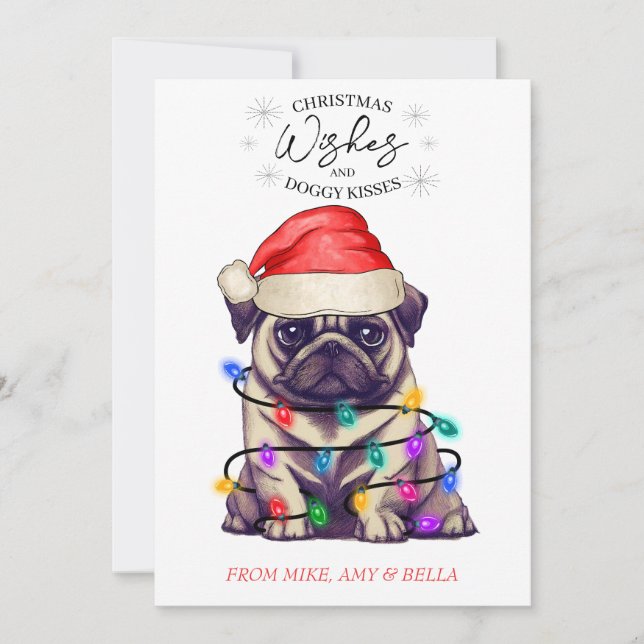 Cartes Pour Fêtes Annuelles Noël Voeux Chien Chiot Baisers Joli Animal Personn (Devant)