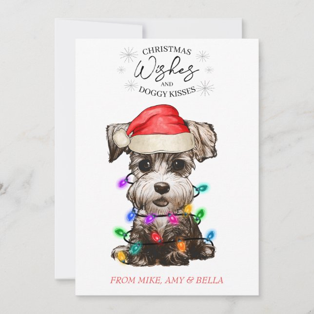 Cartes Pour Fêtes Annuelles Noël Voeux Chien Chiot Baisers Joli Animal Personn (Devant)