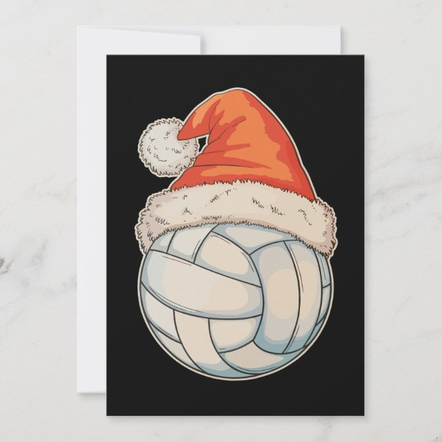 Cartes Pour Fêtes Annuelles Noël Volleyball Chapeau de Père Noël Sports Xmas V (Devant)