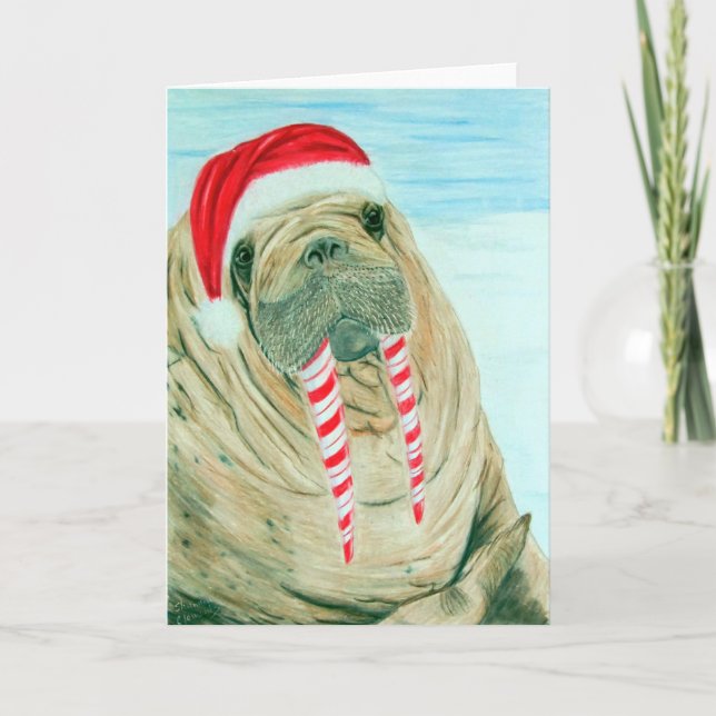 Cartes Pour Fêtes Annuelles Noël Walrus (Devant)